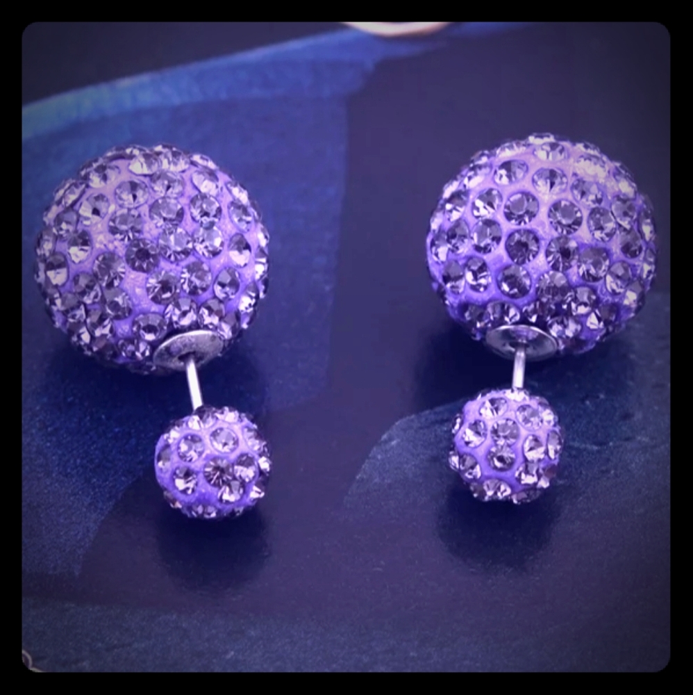 🔮Purple Crystal Double🔮Side Ball Earrings🔮